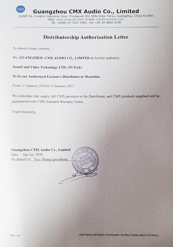 CMX Official Reseller Certificate